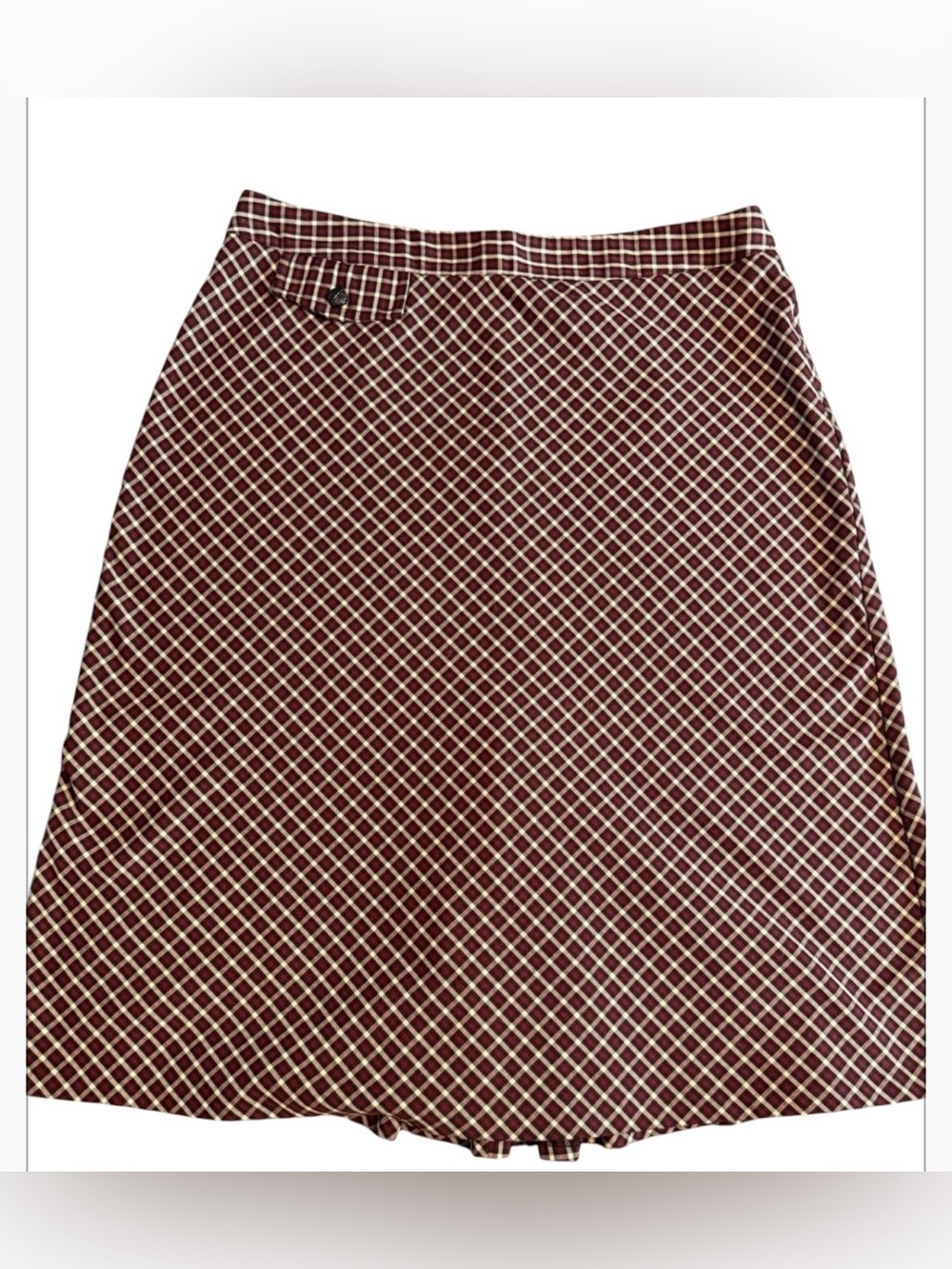 FieldGear Women’s Plaid Skort Size 14 Burgundy Cream Black Golf Casual 27.5”